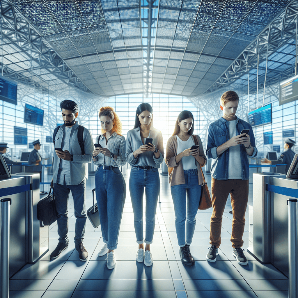 Apple Traz Passaporte Digital ao iPhone Oficialmente Viajantes internacionais utilizando verificação digital de passaporte em controle de imigração moderno