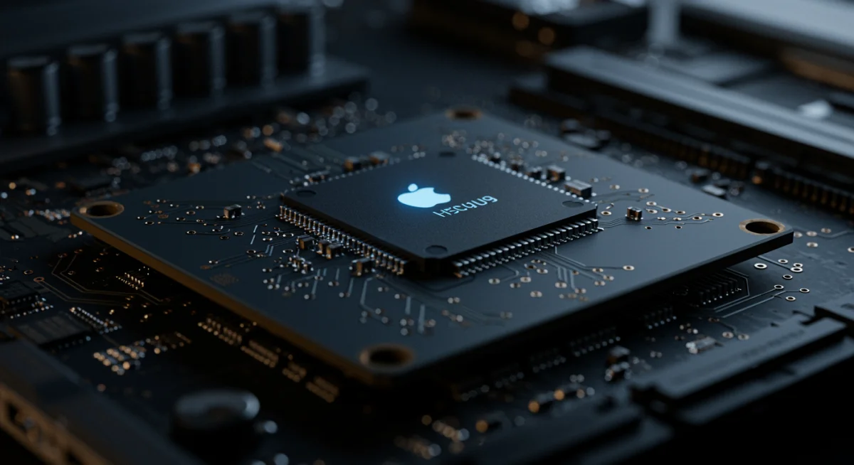 Detalhe do poderoso chip Apple M5, o coração do novo iMac 2025
