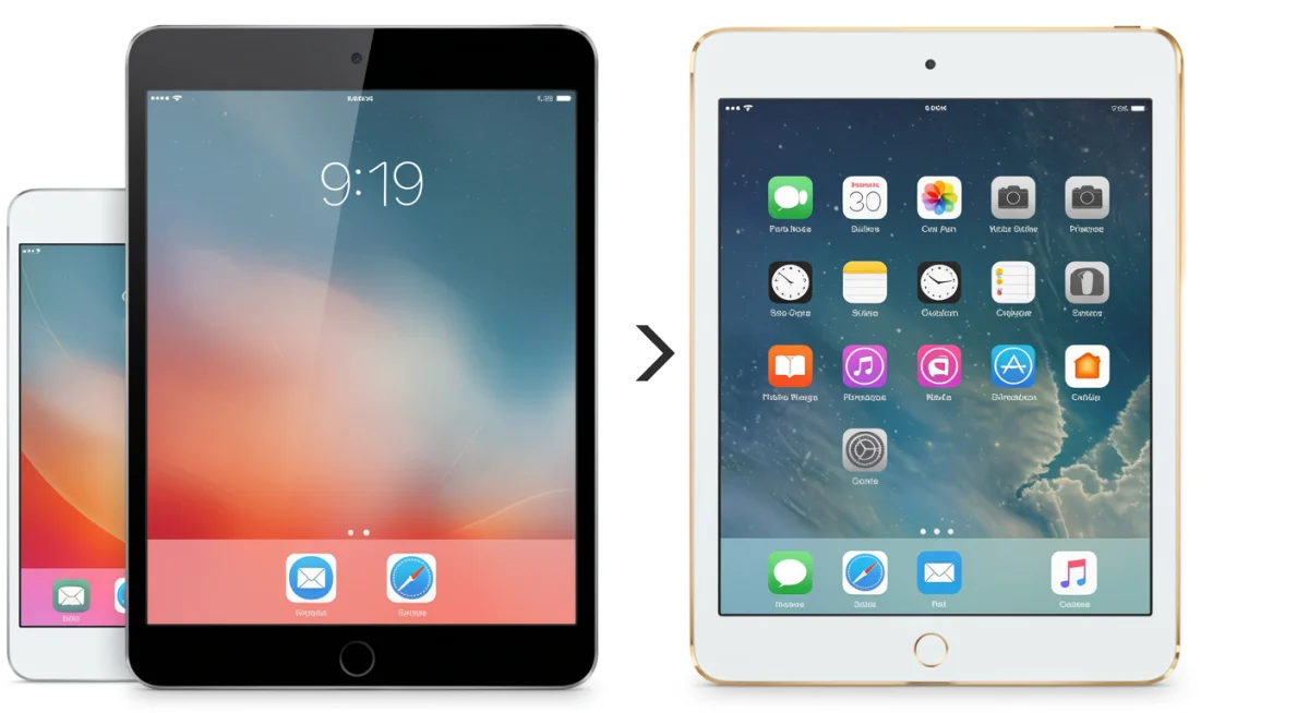 Comparativo visual do iPad Air (6ª Geração) com um modelo anterior, evidenciando as diferenças de design e tela.