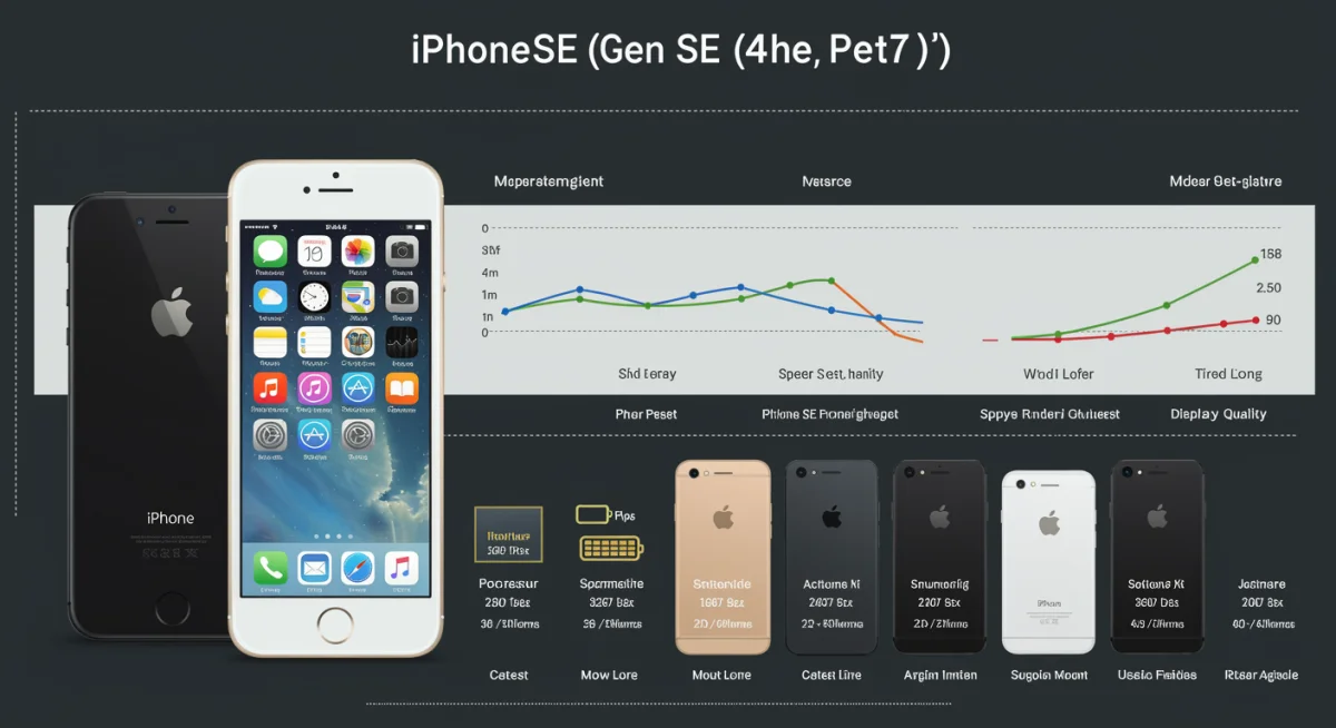 Gráfico comparativo das especificações do iPhone SE (4ª Geração) com outros modelos, destacando diferenciais.