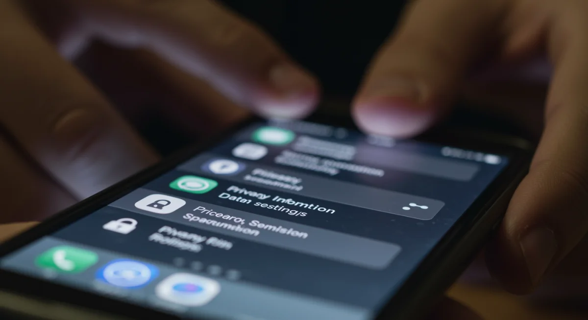 Configurações de privacidade em um smartphone, mostrando controle de dados pelo usuário.