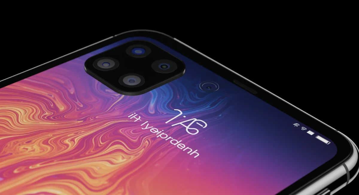 Tela do iPhone 17 Pro com cores vibrantes e nitidez excepcional, focando na qualidade de imagem.
