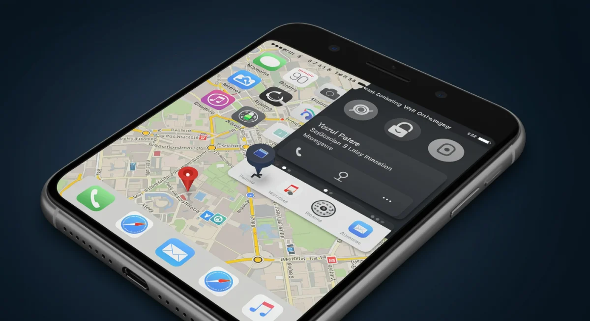 Interface do iOS 18 com duas aplicações em tela dividida, demonstrando multitarefa avançada e integração de funcionalidades.