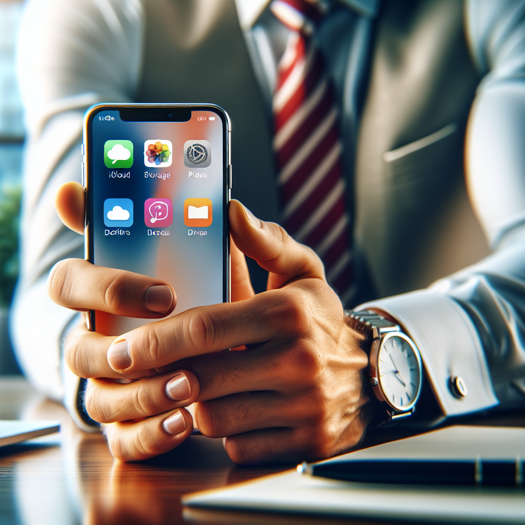 Como Comprar Mais Armazenamento no iPhone: Guia Completo e Atualizado Mãos segurando iPhone durante seleção de plano de armazenamento do iCloud