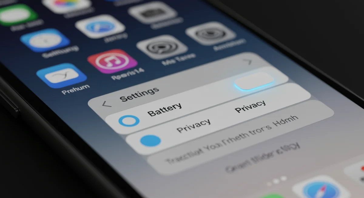 Tela do iPhone exibindo o menu 'Ajustes', com foco em opções de configuração para resolver problemas de software.